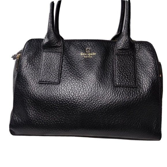Kate Spade Southport Avenue Lydia Black Leather Satchel Shoulder Bag Purse Large - Picture 3 of 10